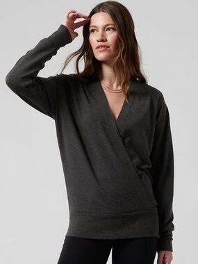 ATHLETA PURANA V-NECK WRAP SWEATSHIRT
